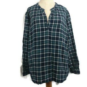 Cb established 1962 Plaid Cotton Tunic Grunge Size XL
